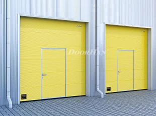 Промышленные секционные ворота с сэндвич-панелью серии isd01 с дверью 3000x3000